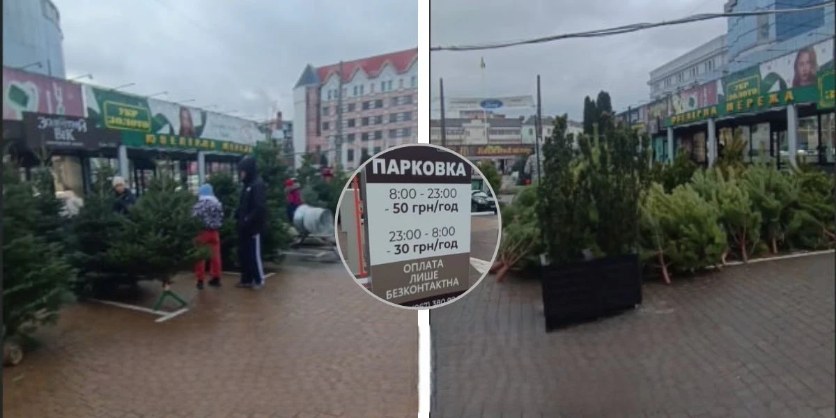 Платну парковку біля «Либідь Плази» перетворили на ялинковий ярмарок