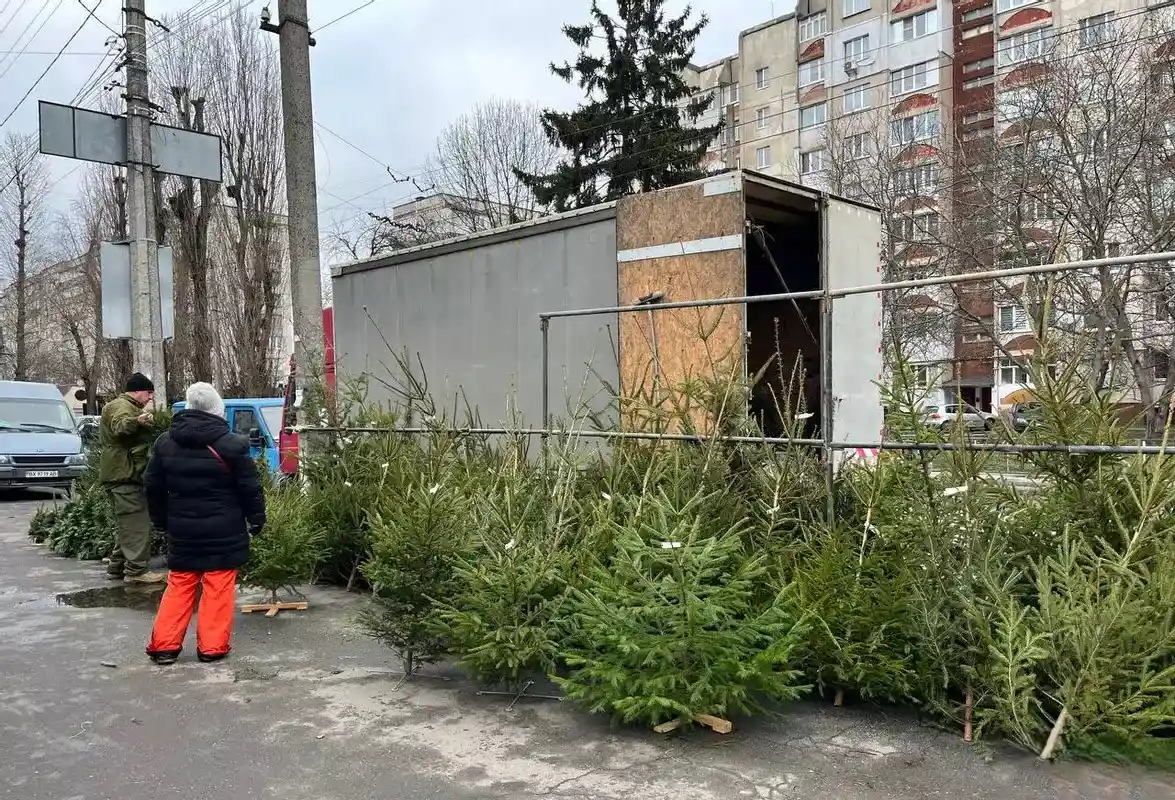 Платну парковку біля «Либідь Плази» перетворили на ялинковий ярмарок