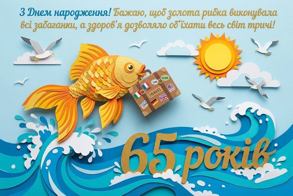Секрети щастя в 65: Привітання, що заряджають оптимізмом та сміхом