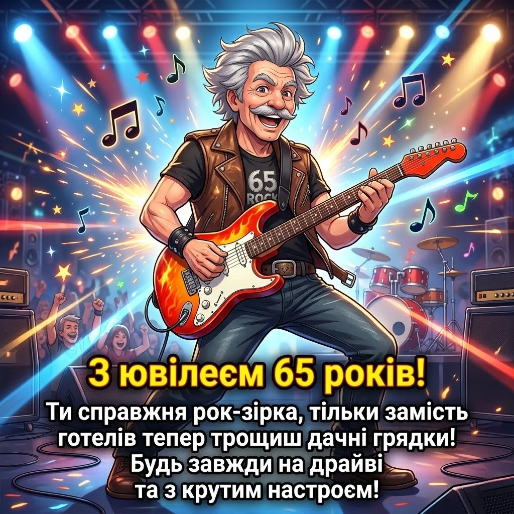 Секрети щастя в 65: Привітання, що заряджають оптимізмом та сміхом