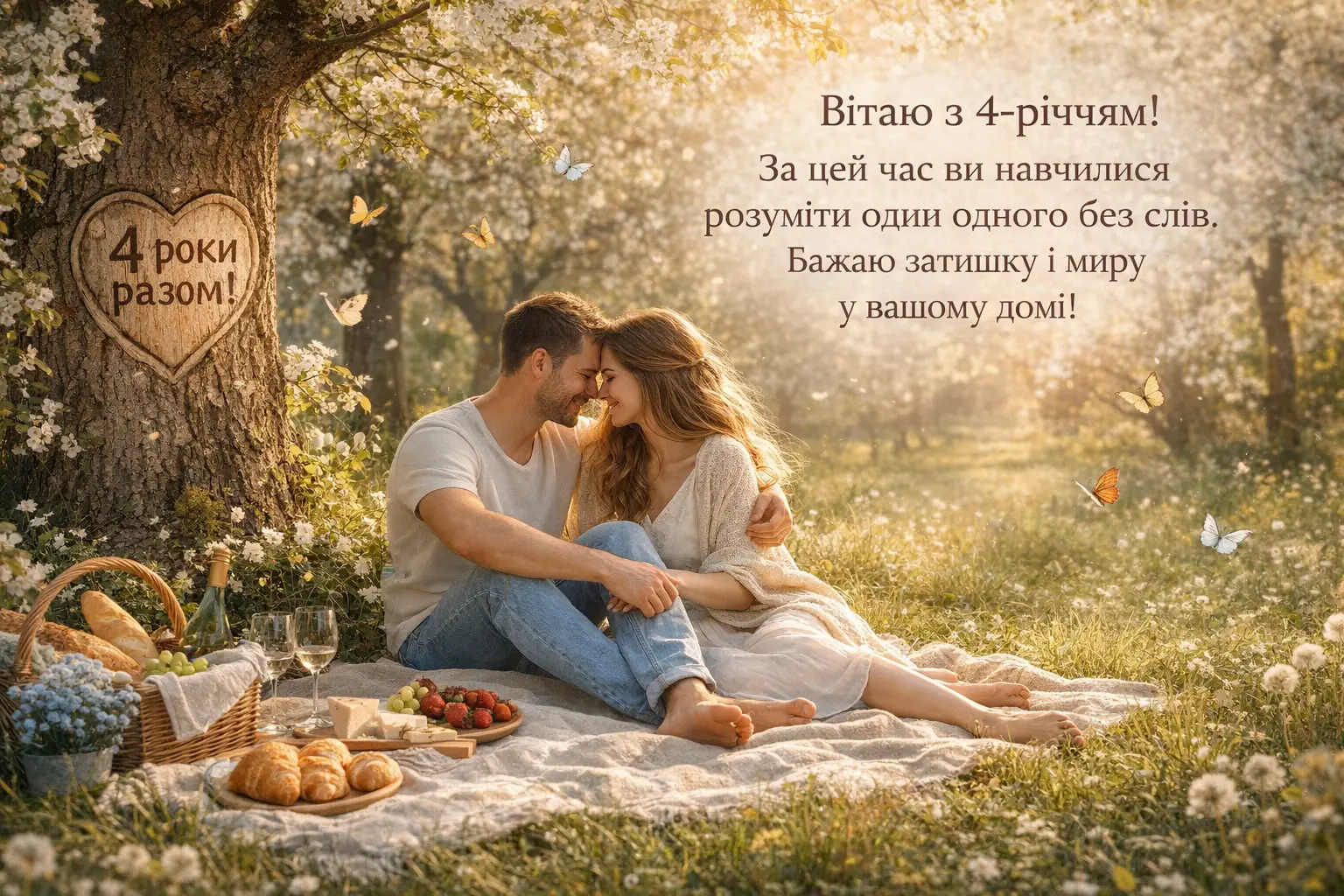 Привітання на 4 роки весілля: найкращі побажання у віршах та прозі