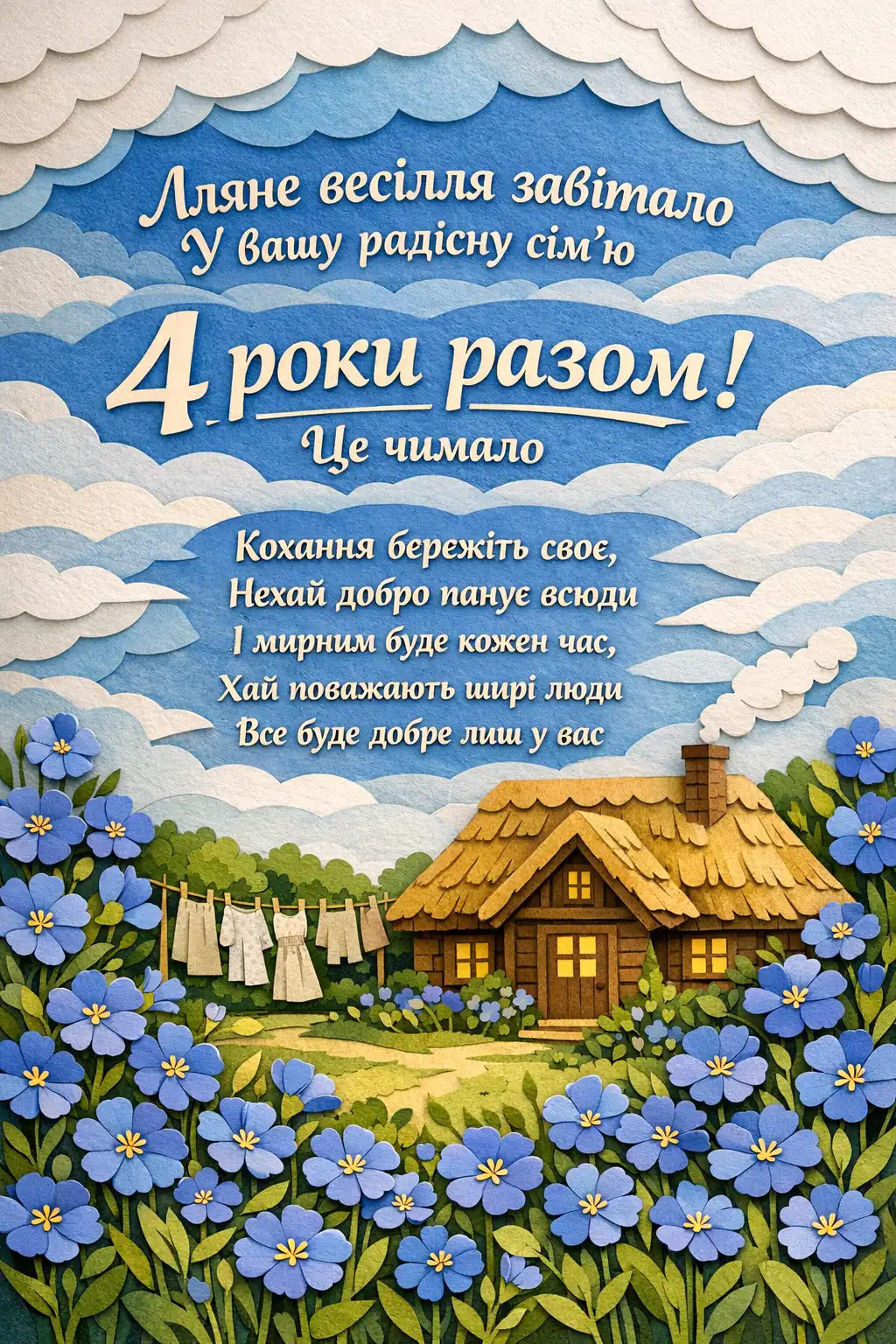 Привітання на 4 роки весілля: найкращі побажання у віршах та прозі