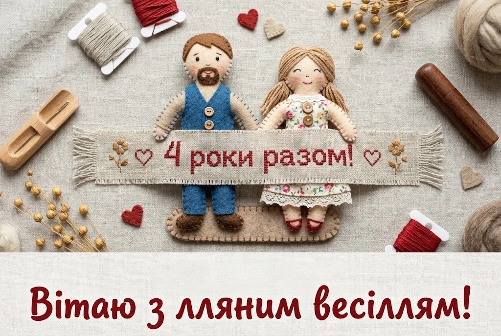 Привітання на 4 роки весілля: найкращі побажання у віршах та прозі