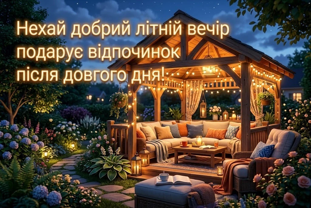 Доброго літнього вечора: найтепліші побажання та затишні листівки для душі