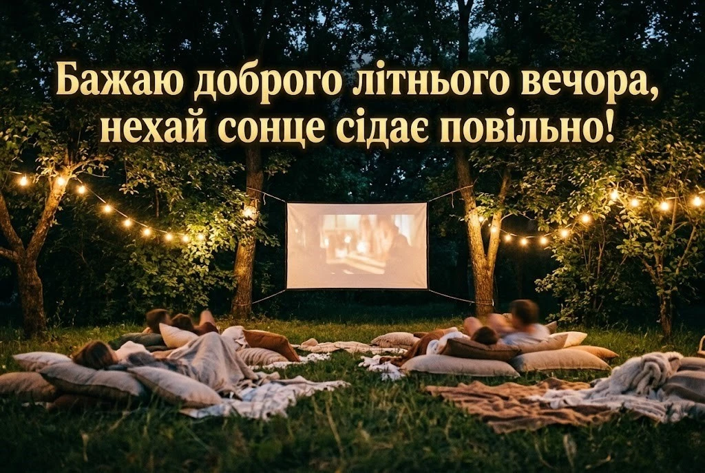 Доброго літнього вечора: найтепліші побажання та затишні листівки для душі