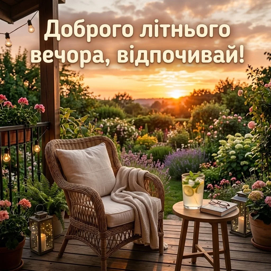 Доброго літнього вечора: найтепліші побажання та затишні листівки для душі