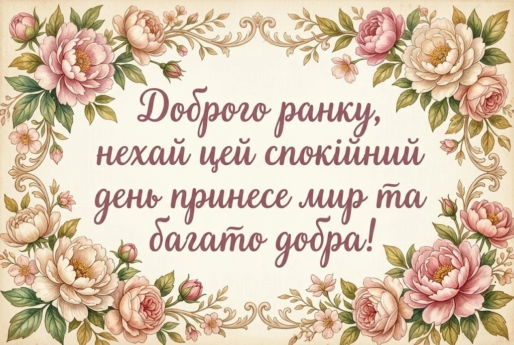 Мирного доброго ранку і гарного дня українською: душевні листівки та щирі побажання