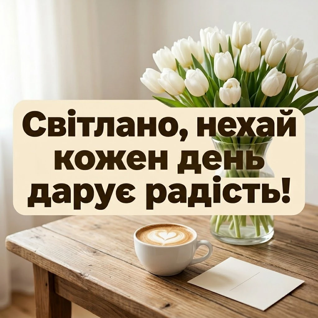 Душевні побажання для Світлани: гармонія, успіх та любов у кожному слові