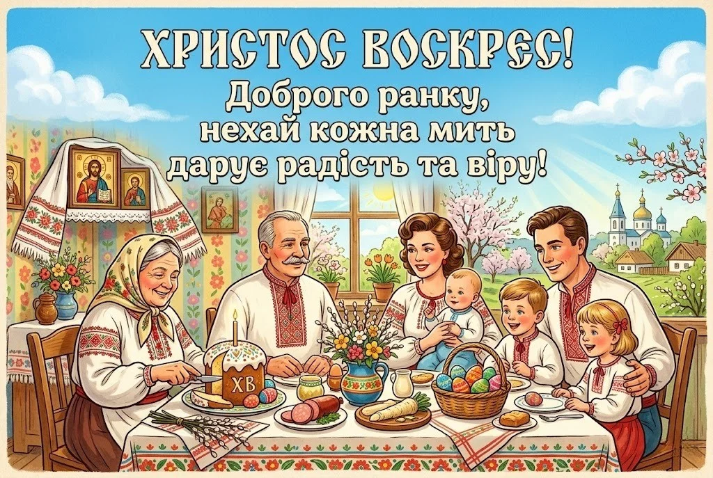 Доброго ранку, Христос Воскрес: красиві картинки та щирі вітання українською мовою