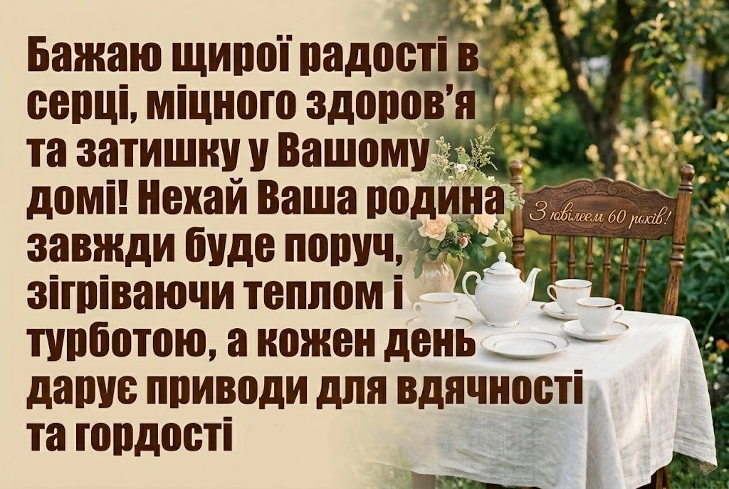 Привітання чоловіку на 60-річний ювілей: вірші, проза та листівки