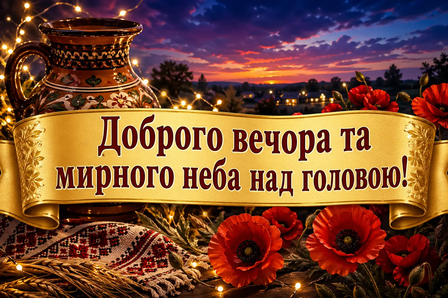 Короткі побажання доброго вечора: картинки та листівки в дусі української культури