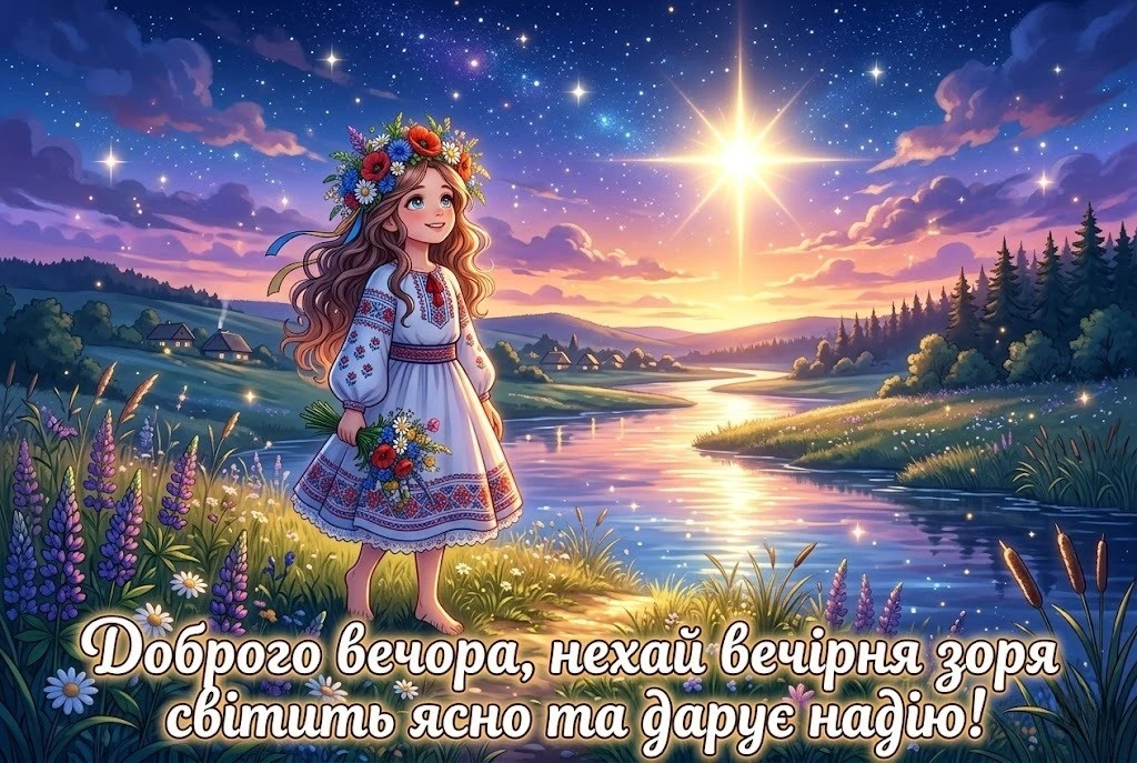 Короткі побажання доброго вечора: картинки та листівки в дусі української культури