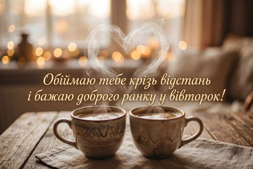 Доброго ранку і чудового вівторка, обіймаю: найтепліші листівки та побажання для гарного настрою