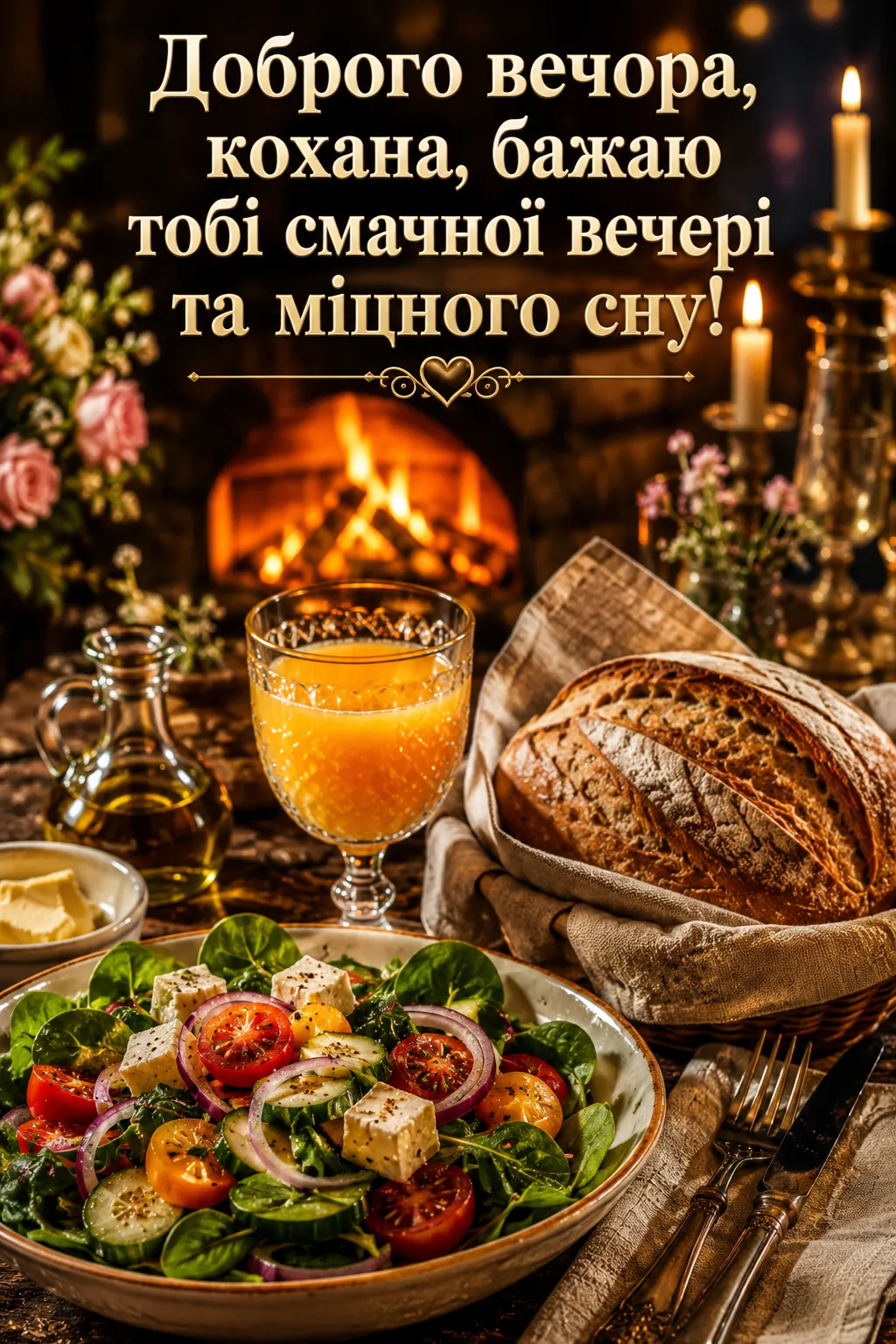 Доброго вечора, кохана, люблю тебе: душевні картинки та ніжні побажання для найближчої людини