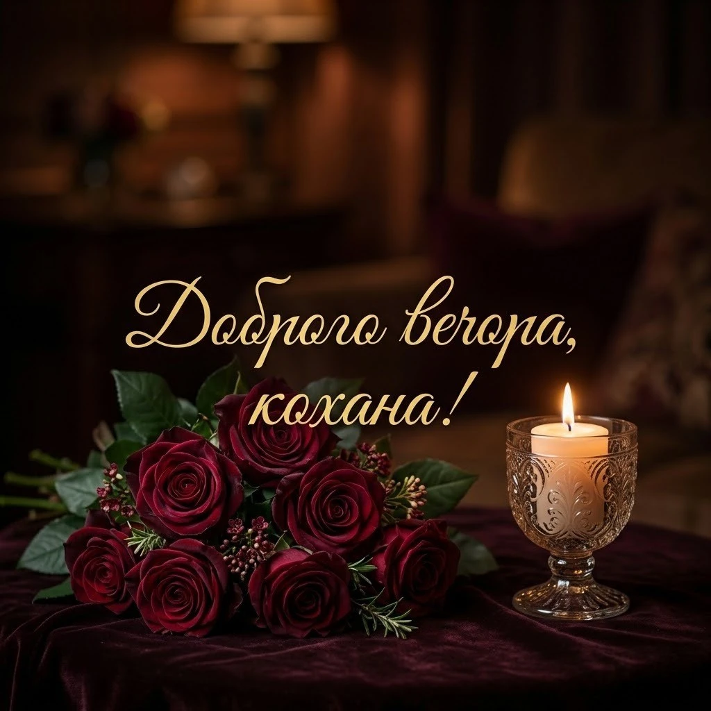 Доброго вечора, кохана, люблю тебе: душевні картинки та ніжні побажання для найближчої людини