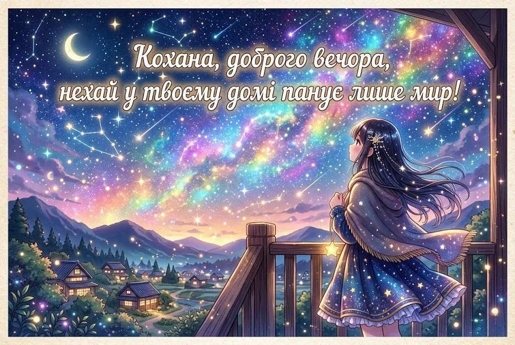 Доброго вечора, кохана, люблю тебе: душевні картинки та ніжні побажання для найближчої людини