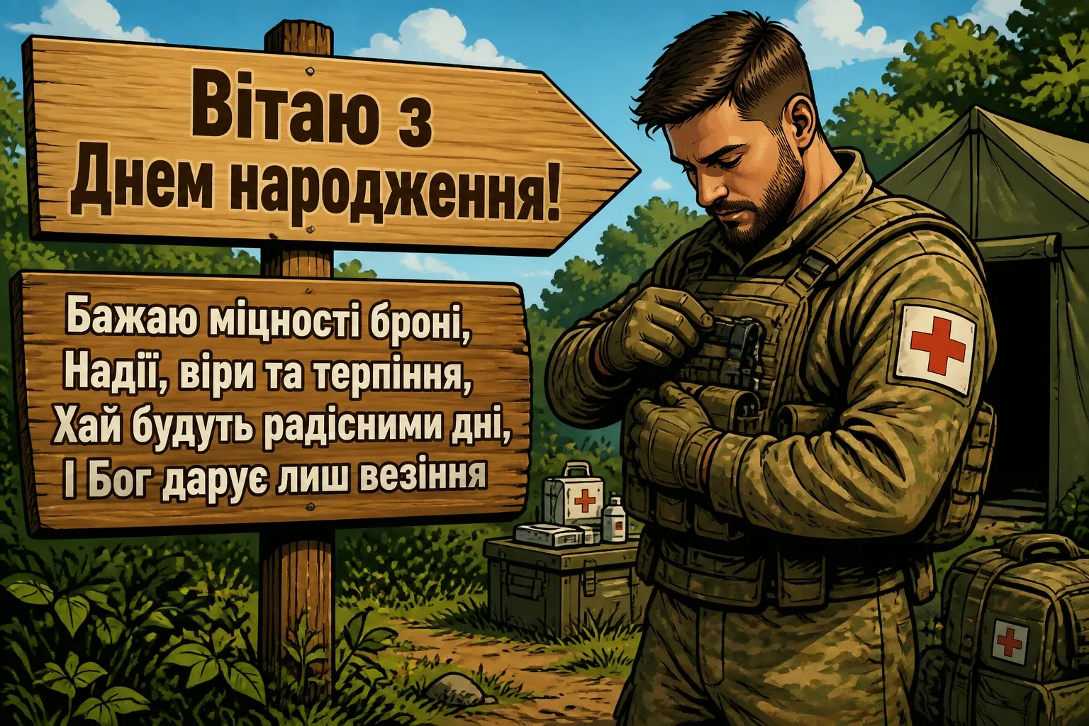 привітання з днем народження у військовий час