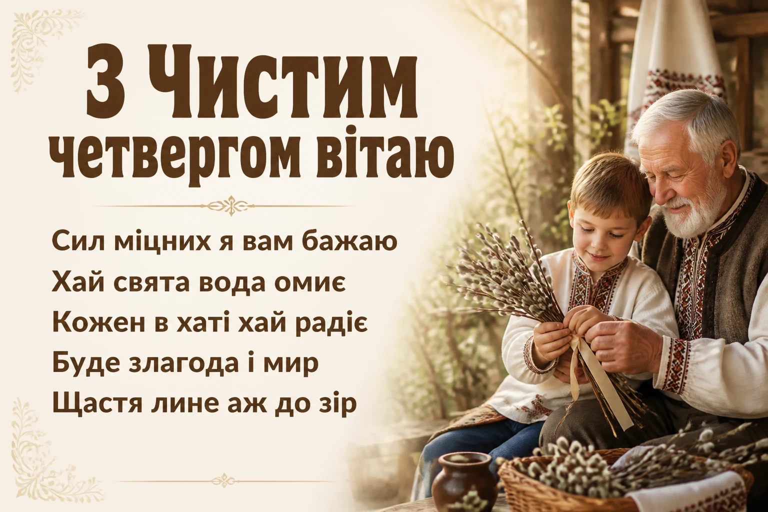 привітання з чистим четвергом українською мовою