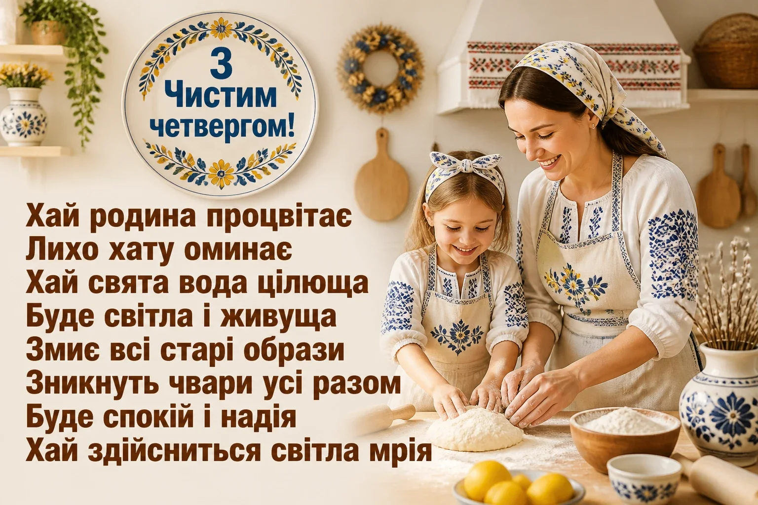 привітання з чистим четвергом українською мовою